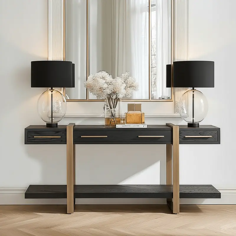 Marille Black & Bronze Large Console Table