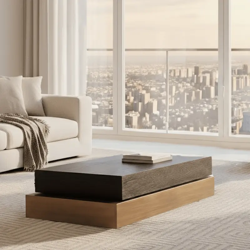 Marille Black & Bronze Stacked Coffee Table