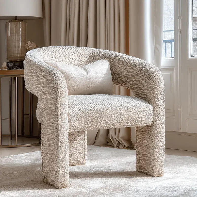 Marla Cream Textured Curved Chair
