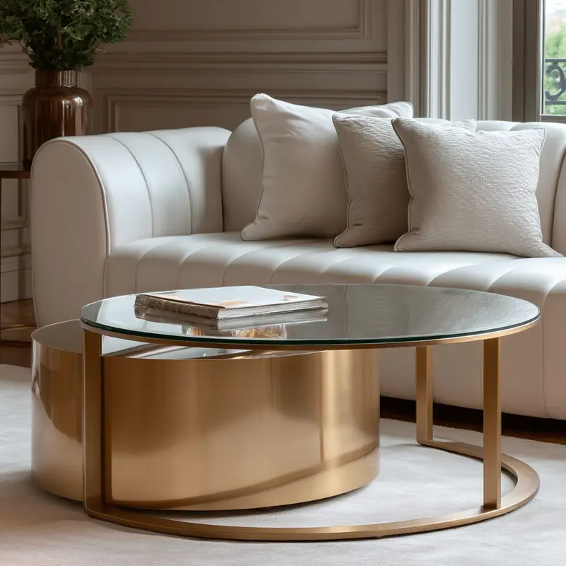 Milla Luxury Gold & Glass Nested Coffee Tables