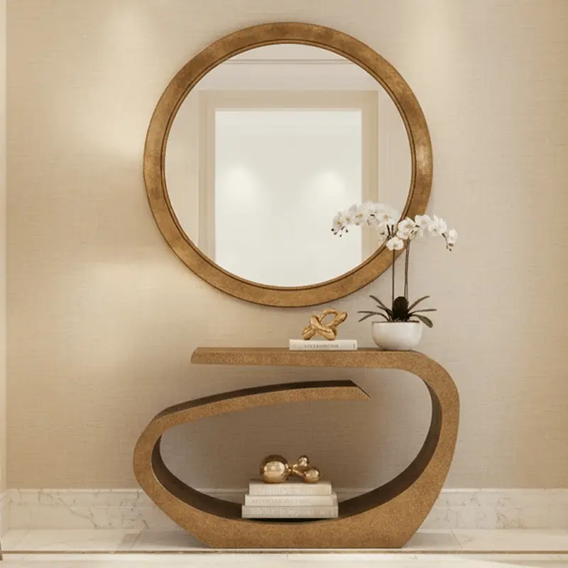 Oville Brushed Gold Abstract Console Table