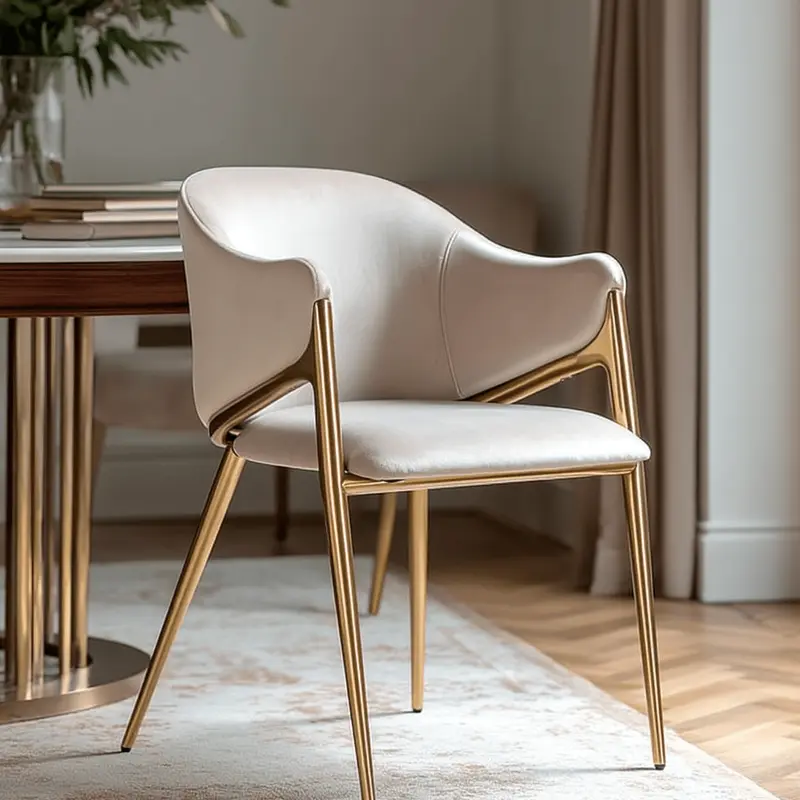 Saskia Luxury Taupe Velvet Dining Chair with Gold Legs