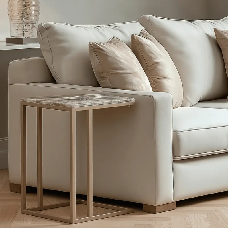 Sylvaine Taupe & Marble Sofa Table