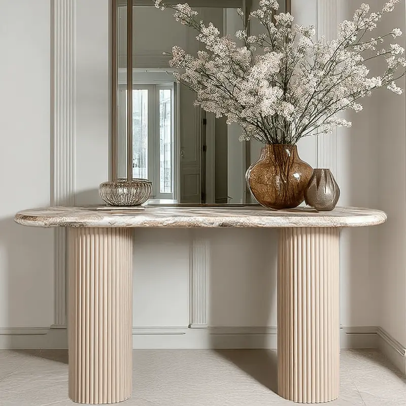 Verinne Oval Marble Top Console Table