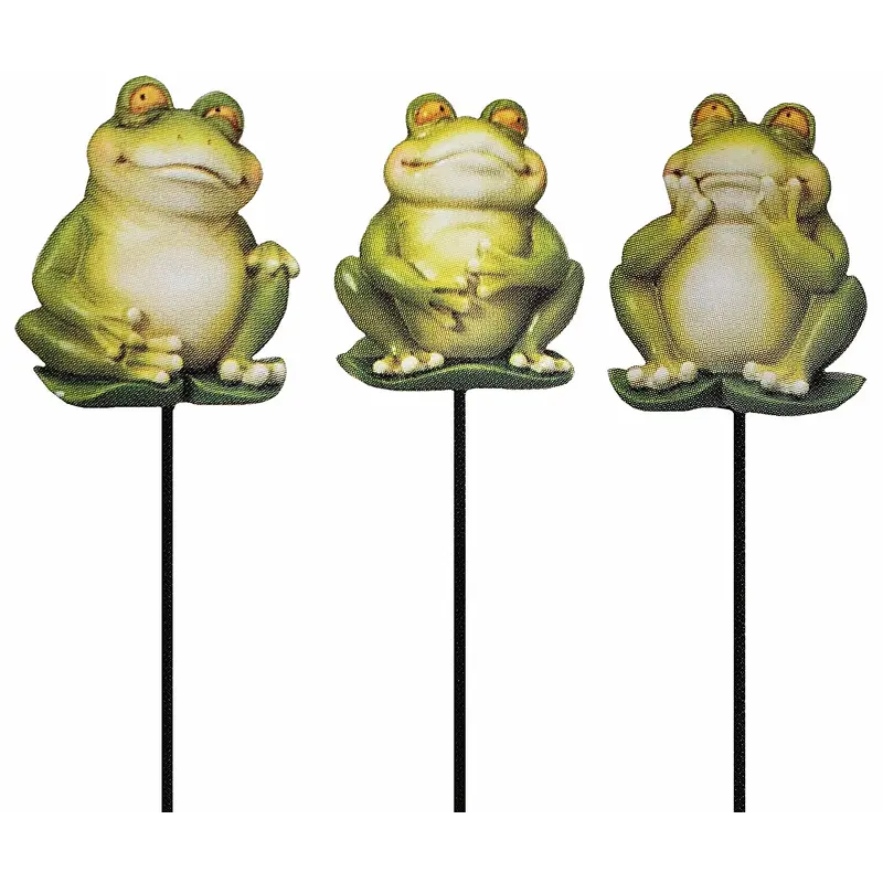 13.5" Resin Frog Garden Stake Decoration