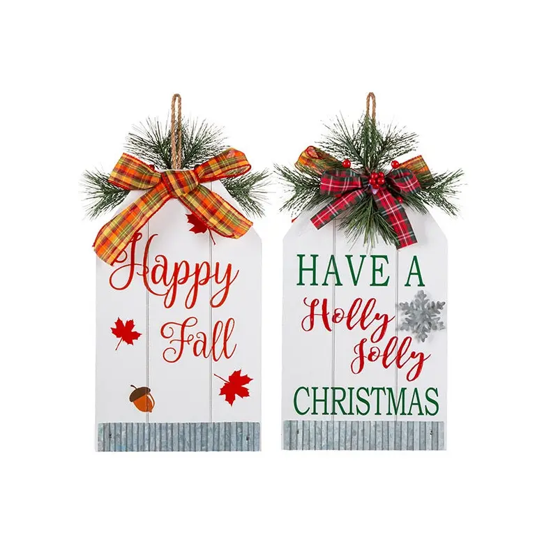 13.7" Double-Sided Holiday Wall Decor (Fall/Christmas)