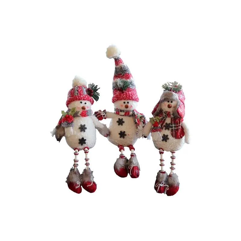 14" Plush Holiday Snowman Sitting Figurine