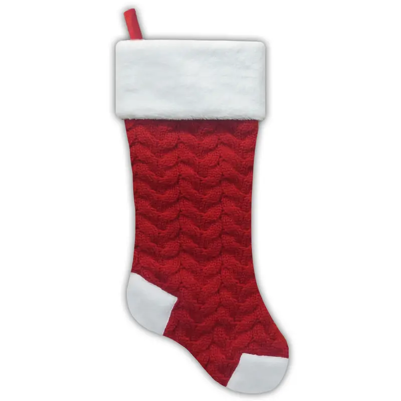 20.5" Red Cable Knit Christmas Stocking