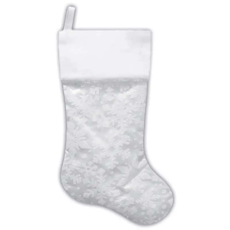 20.5" White & Silver Glitter Snowflake Christmas Stocking