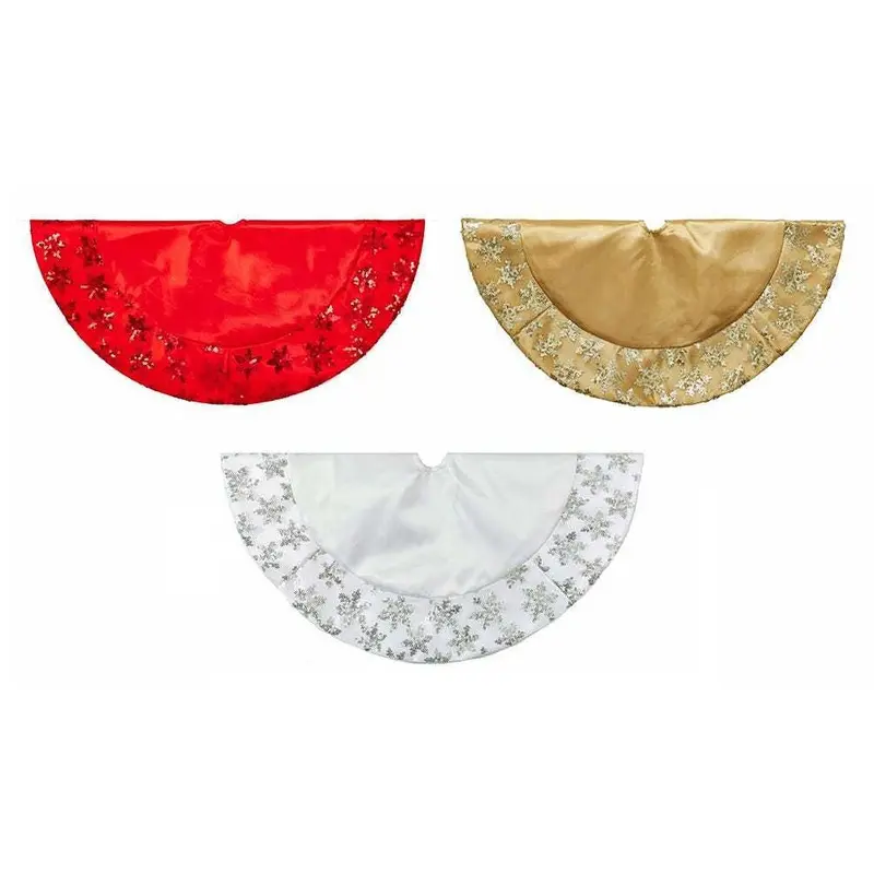 20" Miniature Tabletop Tree Skirt with Sequined Snowflake Border