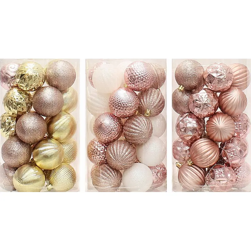 25-Pack of 60MM Gold & Rose Gold Ornaments