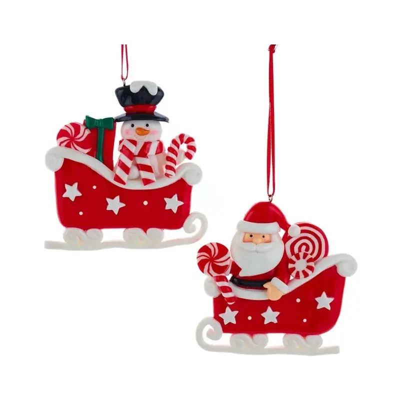 3.37" Santa/Snowman Sleigh Ornament