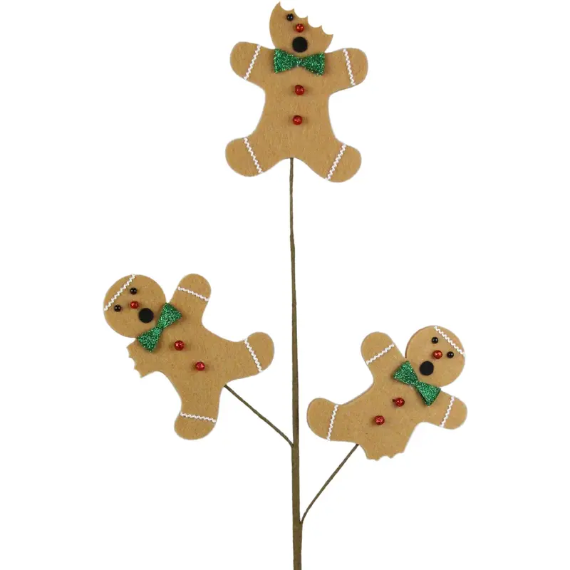 30" Bitten Gingerbread Men Pick Spray