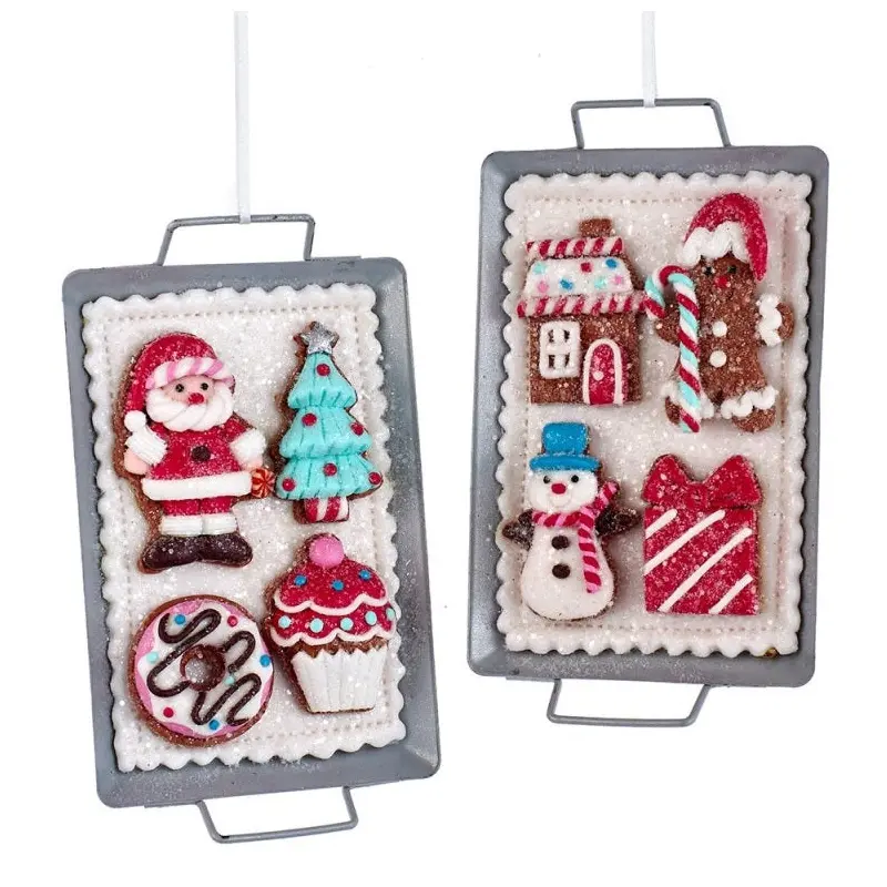 5" Claydough Holiday Cookies on Metal Pan Ornament