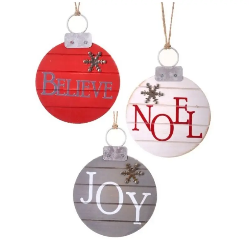 5" Joy/Noel/Believe Word Ornament