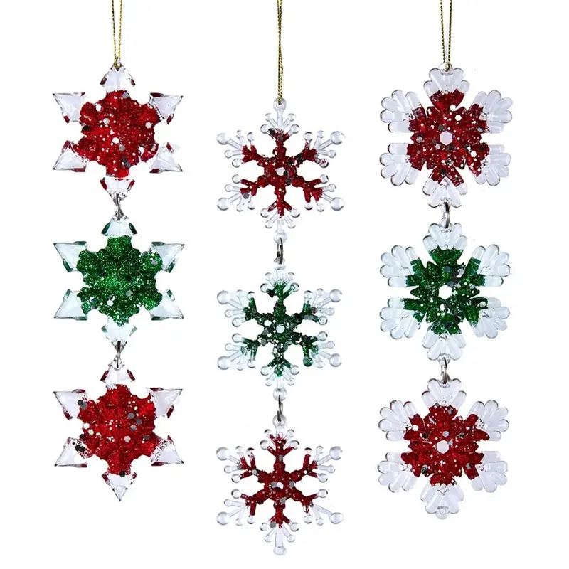 8.2" Red, Green & Clear Snowflake Icicle Ornament