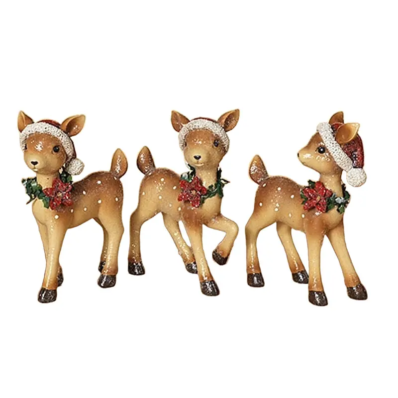 8" Resin Glitter Holiday Deer Figurine
