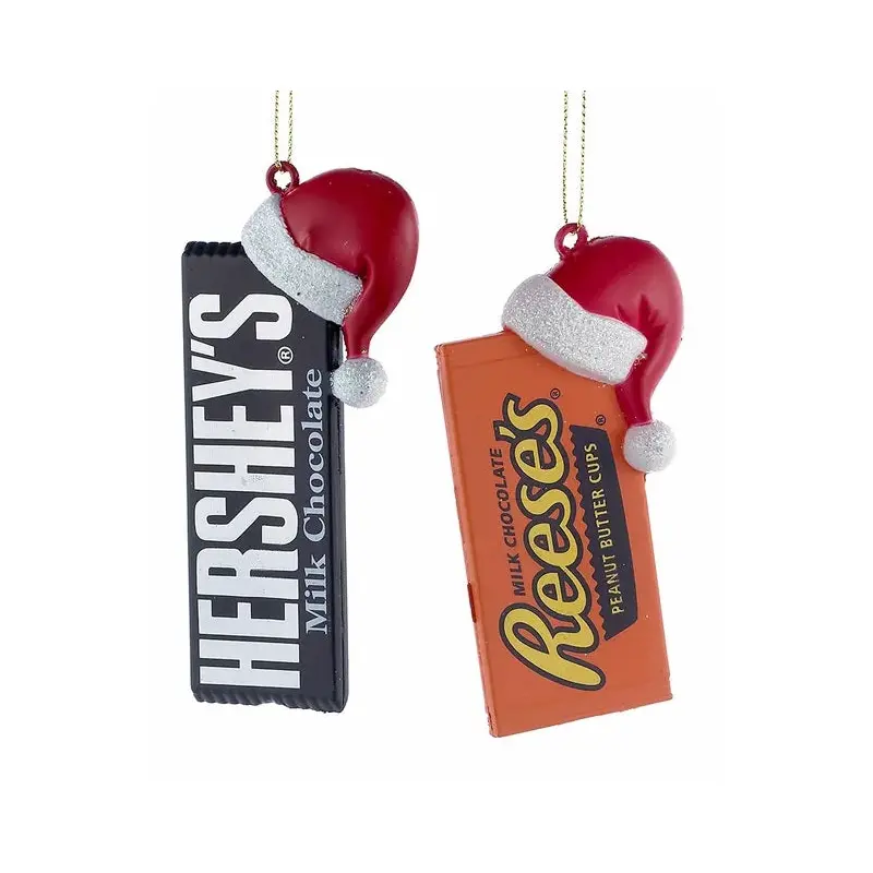 Chocolate Candy with Santa Hat Ornament