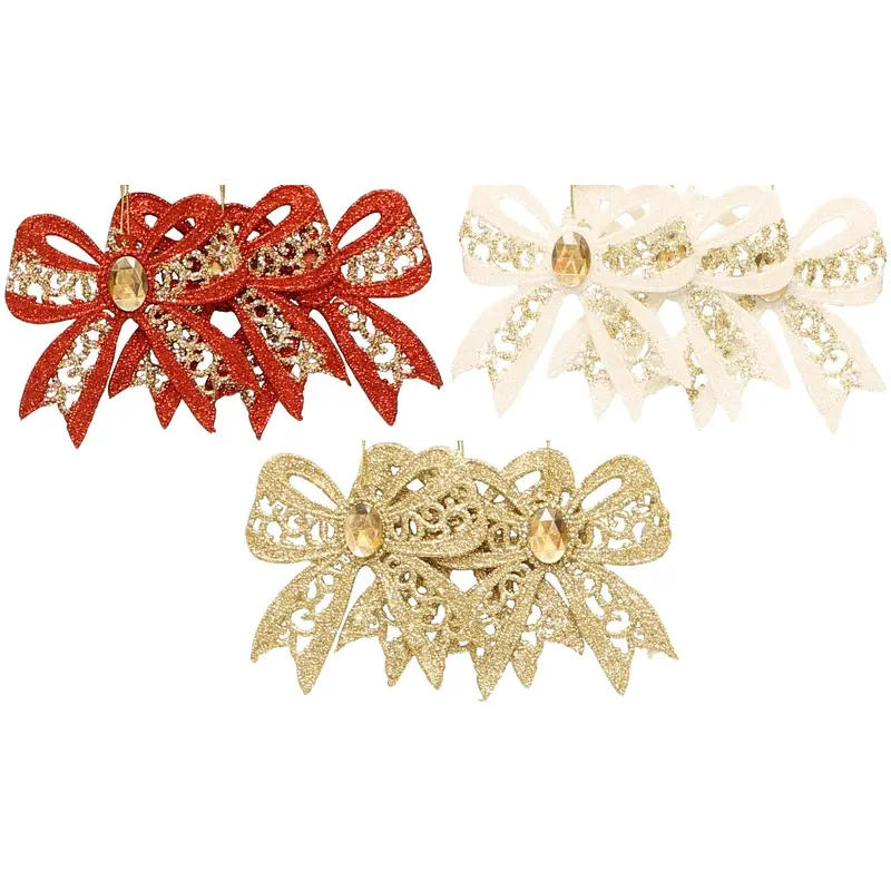 Set of 3 Glitter Bow Ornaments