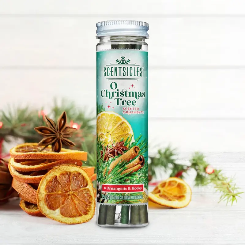 Set of 6 O' Christmas Tree Scented Ornament Sticks from Scentsicles