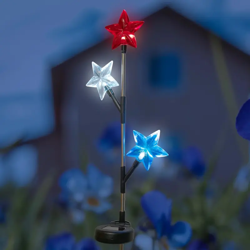 Solar Patriotic Star Stake