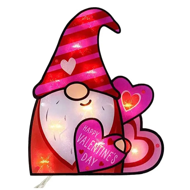 Valentine's Gnome Shimmer Window Light Ornamental