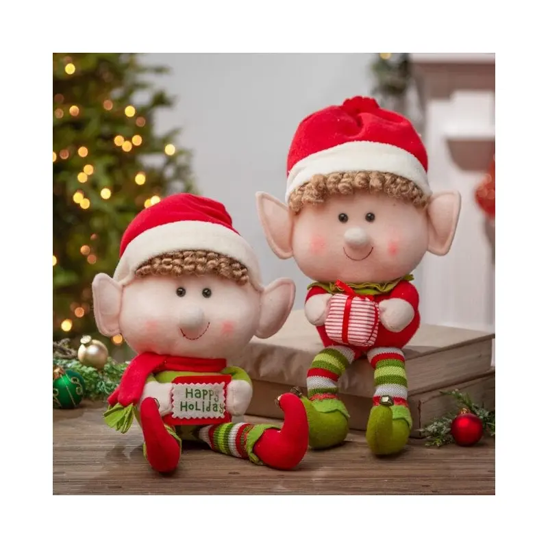 14" Jumbo-Head Plush Elf Shelf Sitter
