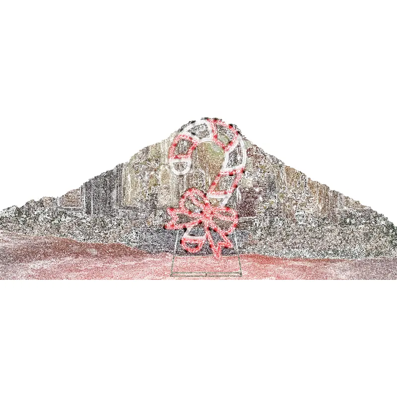 Hi-Vibrant LED Candy Cane with Bow Christmas Decoration