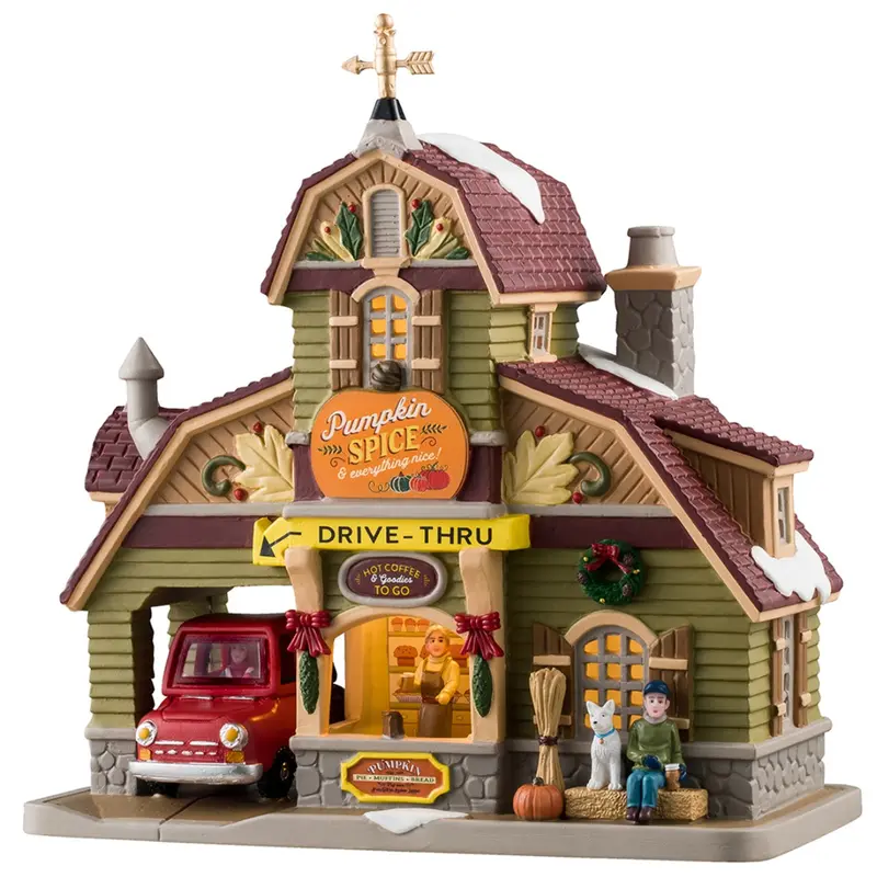 Lemax Harvest Crossing Lighted Building: Pumpkin Spice & Everything Nice Coffee Shop #45241