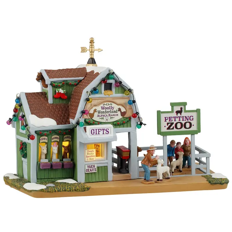 Lemax Harvest Crossing Lighted Building: Woolly Wonderland Alpaca Ranch #45239