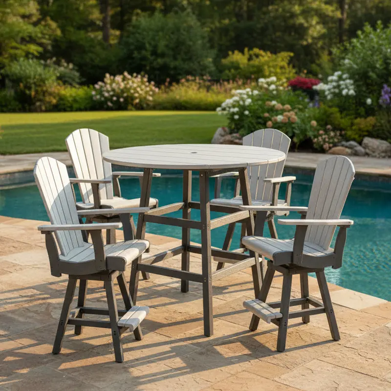 Light Grey & Slate Counter Height Resin Furniture by C.R. Plastic