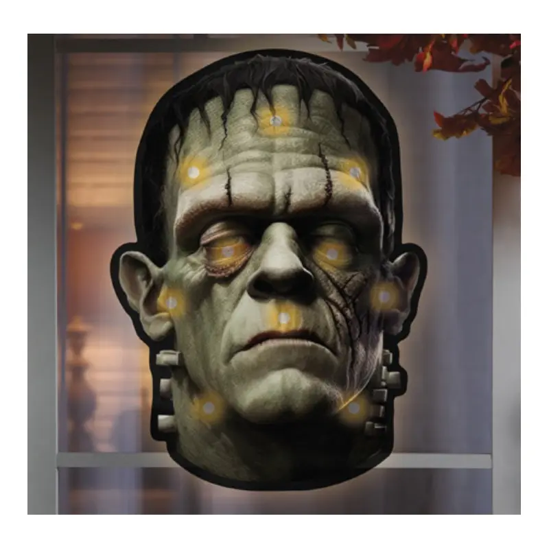 Pre-Lit Shimmer Frankenstein Halloween Silhouette Decoration
