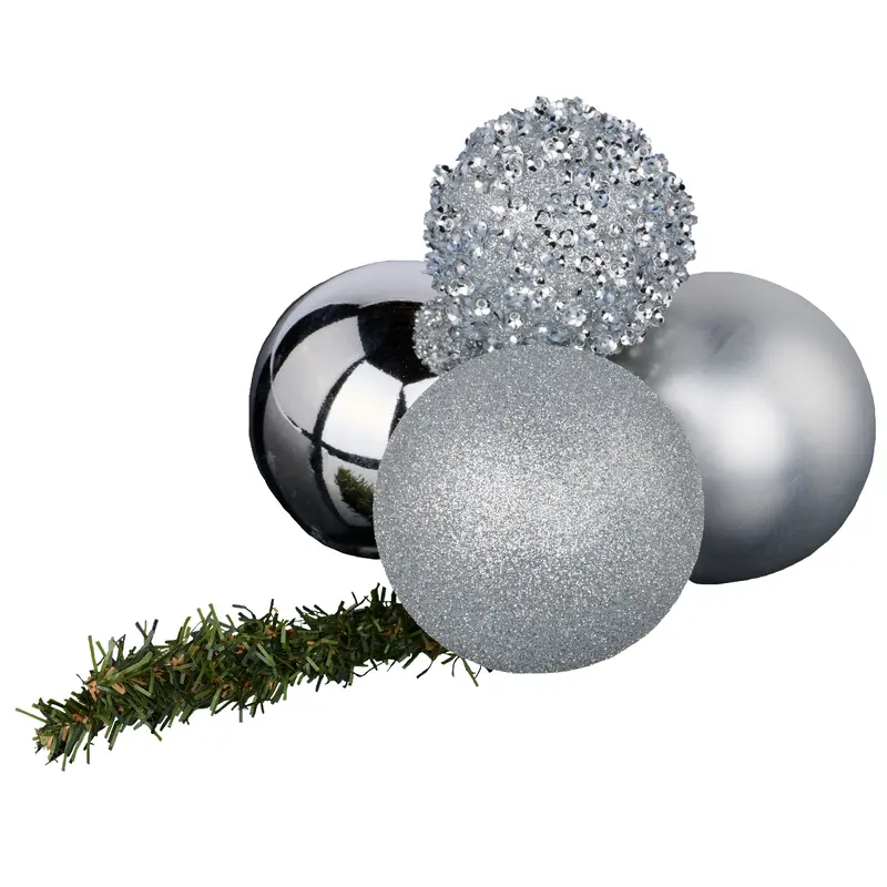 Silver Sequin Glitter Ball Cluster Decoration