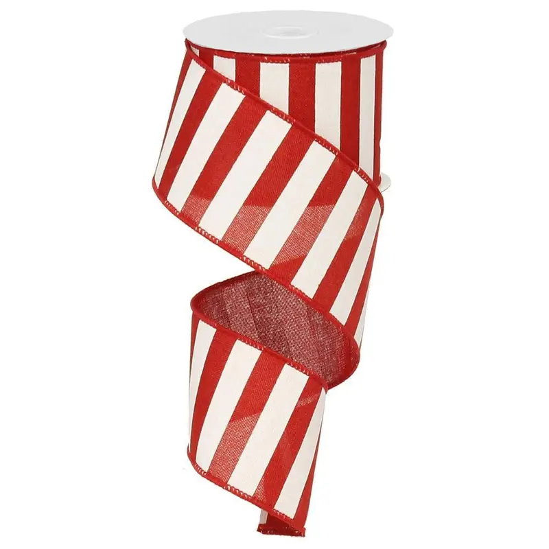 10 Yards of Red & White Horizontal Striped Ribbon