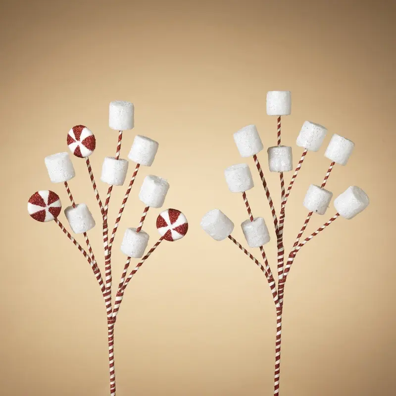 17.5" Holiday Marshmallow Pick Spray