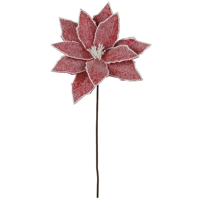 19.5" Red & White Felt Poinsettia Pick Spray