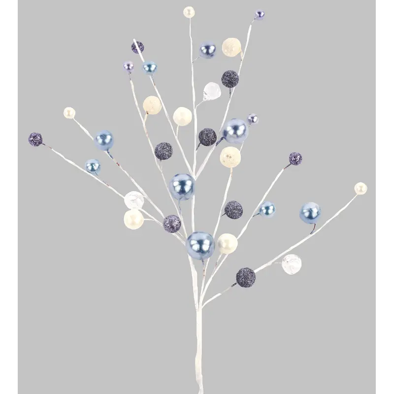 25" Glittered Ball Diamond Spray (Pewter/Pearl White/Ice Blue)