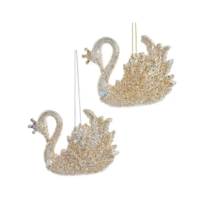 3.5" Platinum Swan Ornament