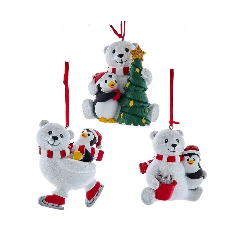 3.5" Polar Bear With Penguin Ornament