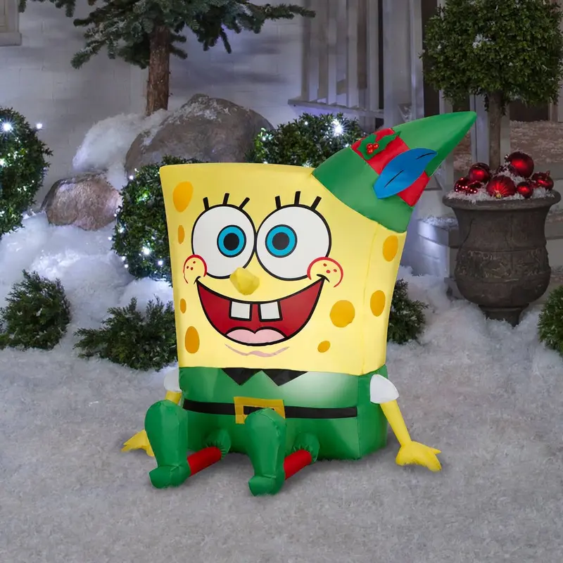 3' Airblown SpongeBob SquarePants Christmas Elf Inflatable