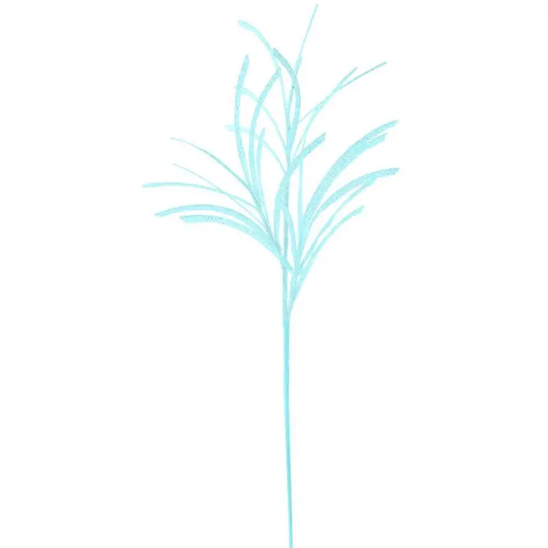 31" Ice Blue Glittered Paper Grass Spray