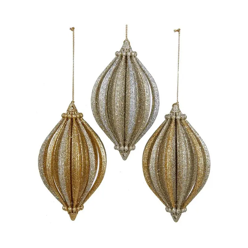 4.5" Gold & Platinum Glitter Finial Ornament