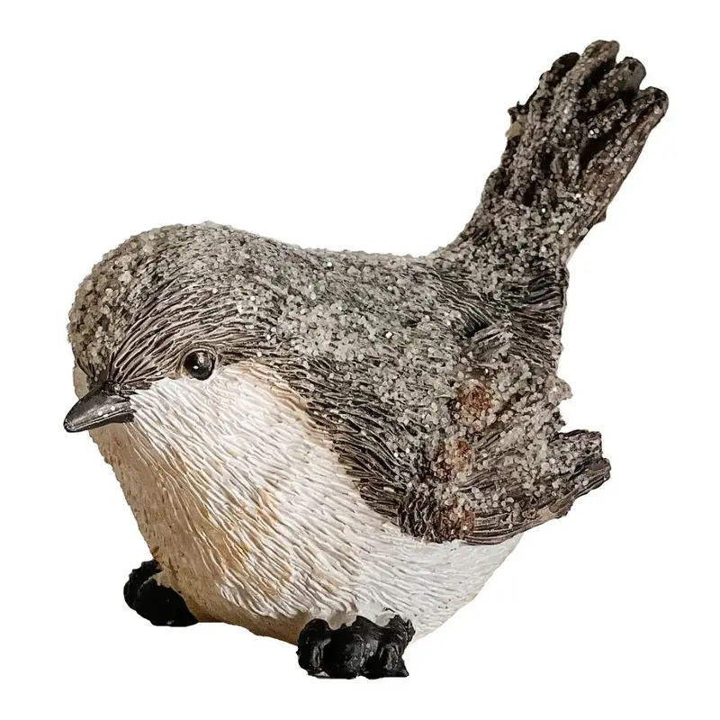 4.5" Winter Frosted Resin Bird Figurine