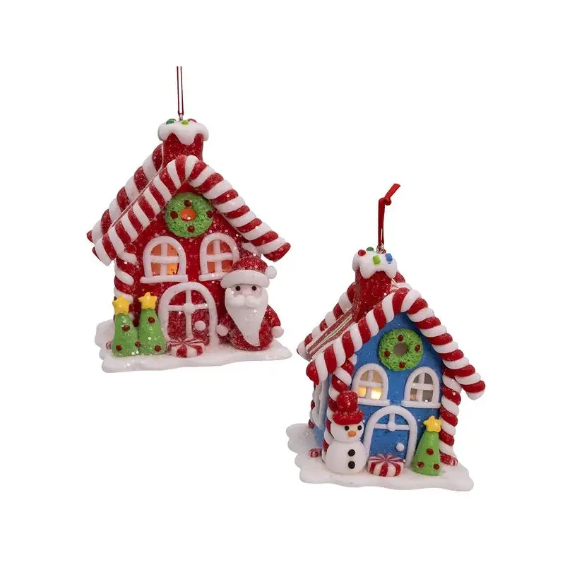 4" Battery Operated LED Candy House Ornament