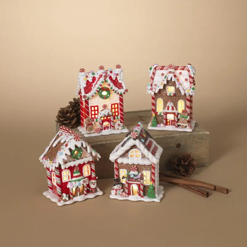 5.5" Battery-Operated Claydough Holiday Gingerbread House Decoration