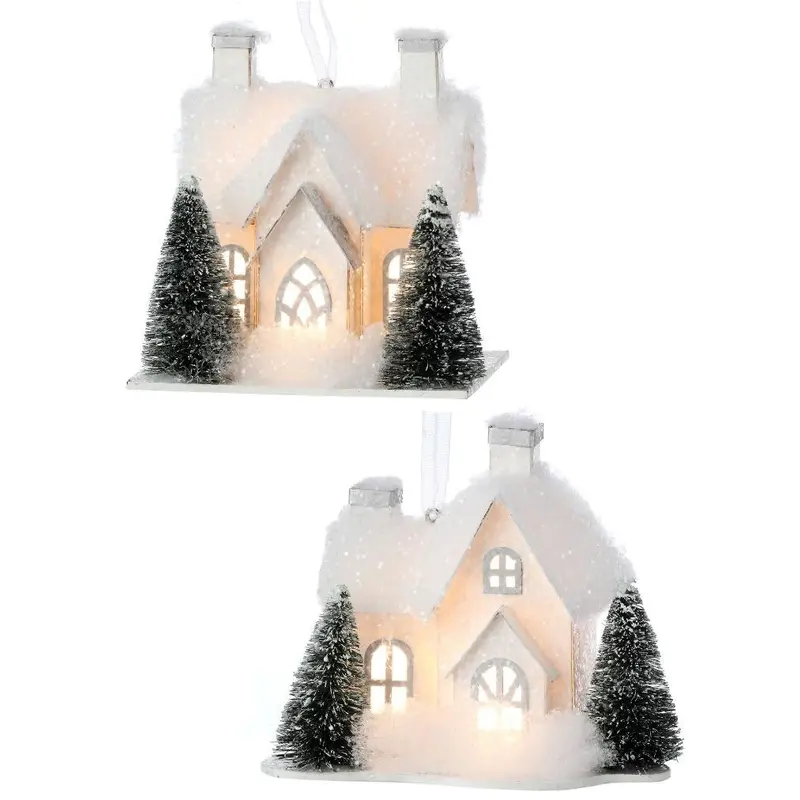 5" Battery-Operated LED Snowy White Christmas Village House