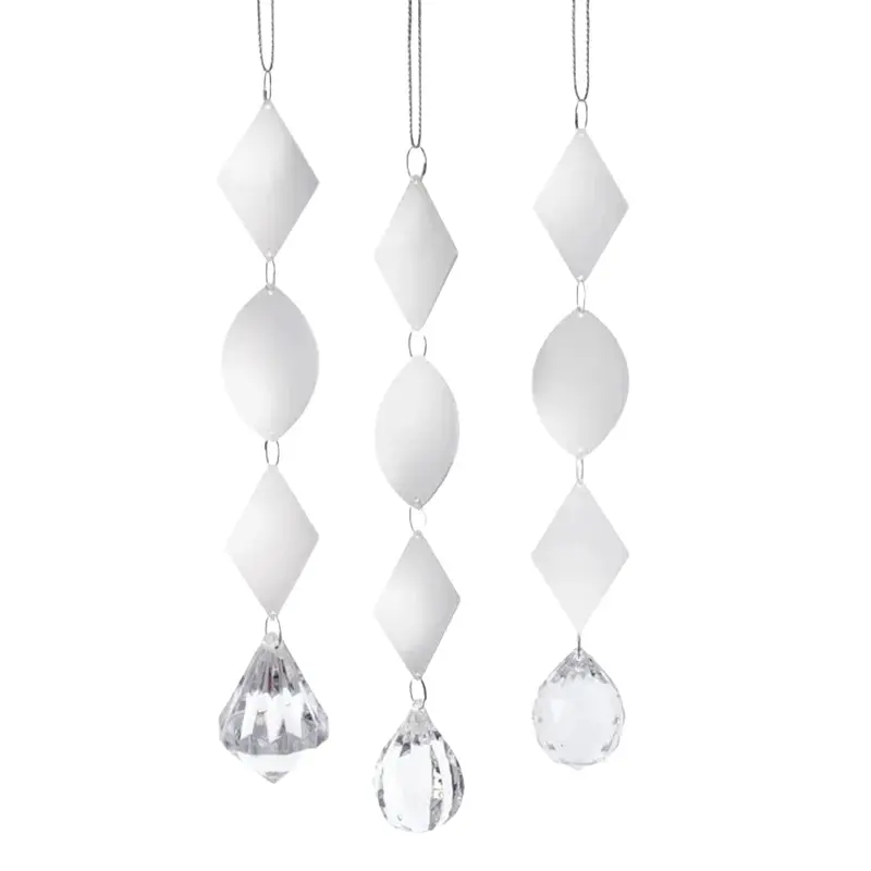 6.5" Silver & White Dangling Mirror Ornament