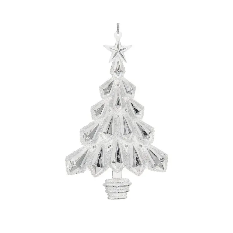 6" Clear Glittered Christmas Tree Ornament
