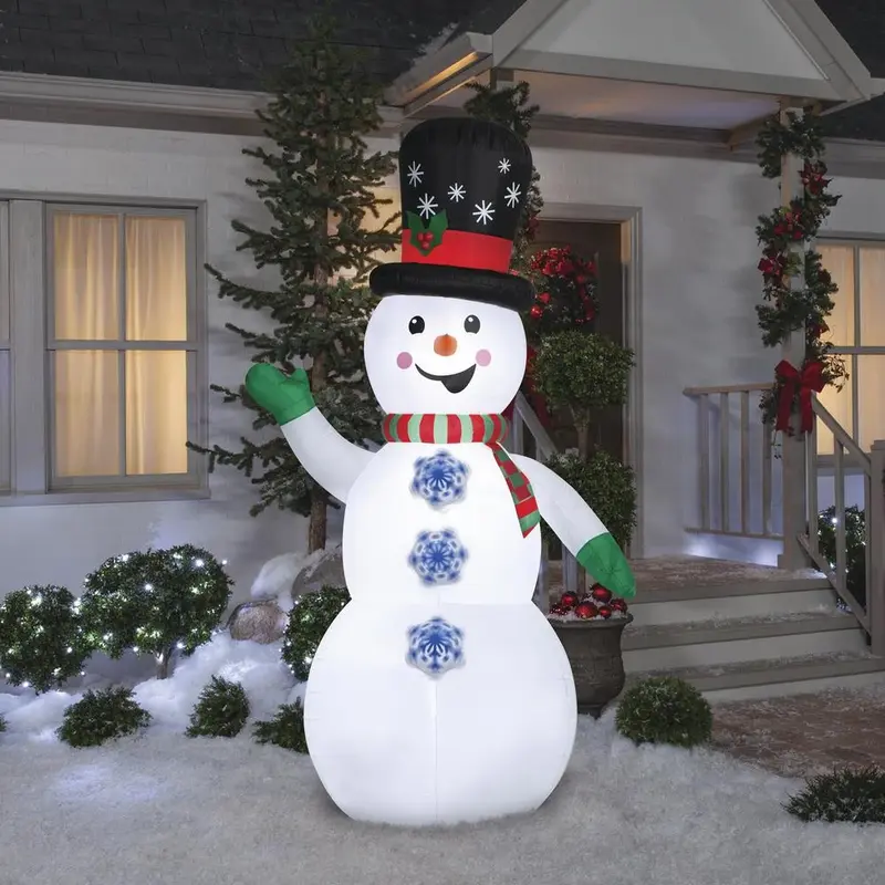 8.5' Airblown LED Animated Snowman with Spinning Snowflake Buttons Inflatable