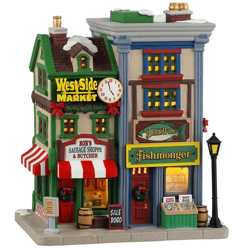 Lemax Caddington Village Lighted Building: West Side Market Shops #45244